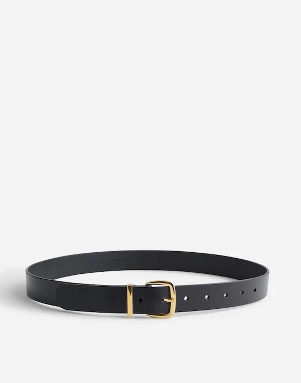 Madewell Womens Essential Leather Belt True Black Size XS Brass Gold Tone Buckle